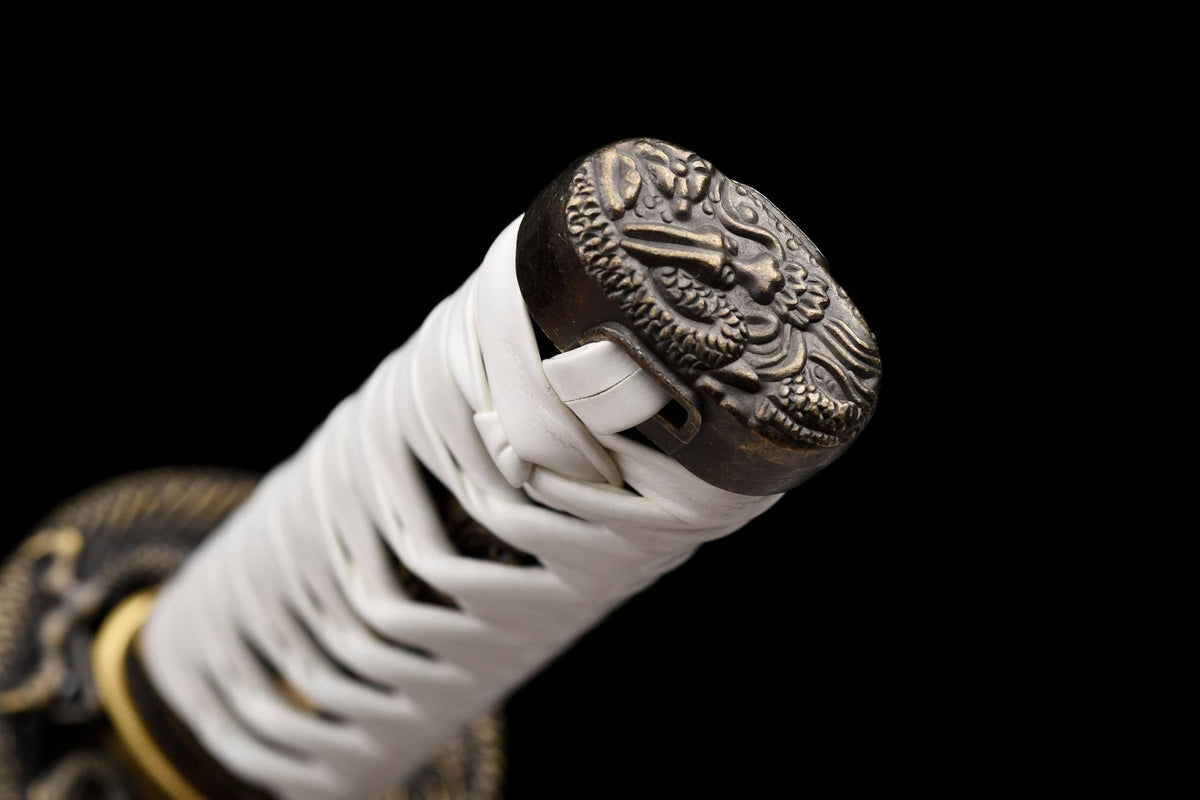Byakko 白虎 Tanto – White Tiger, Damascus Steel, Red & Black Saya – view 15