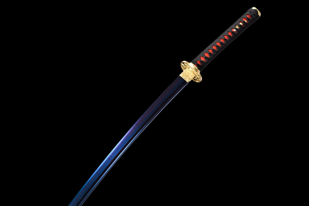 Aokami 蒼神 Katana – T10 Steel, Blue Blade, Red Saya – view 11