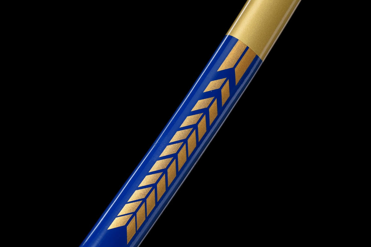 Kinmon 金紋 Katana – 1060 Steel, Blue Finish, Gold Saya – view 4