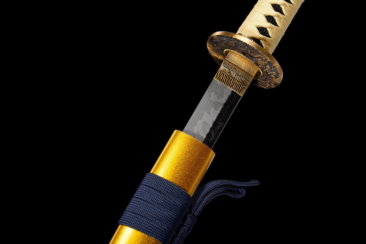 Kogane Ryu 黄金龍 Katana — T10 Steel, Golden Dragon Saya – view 15