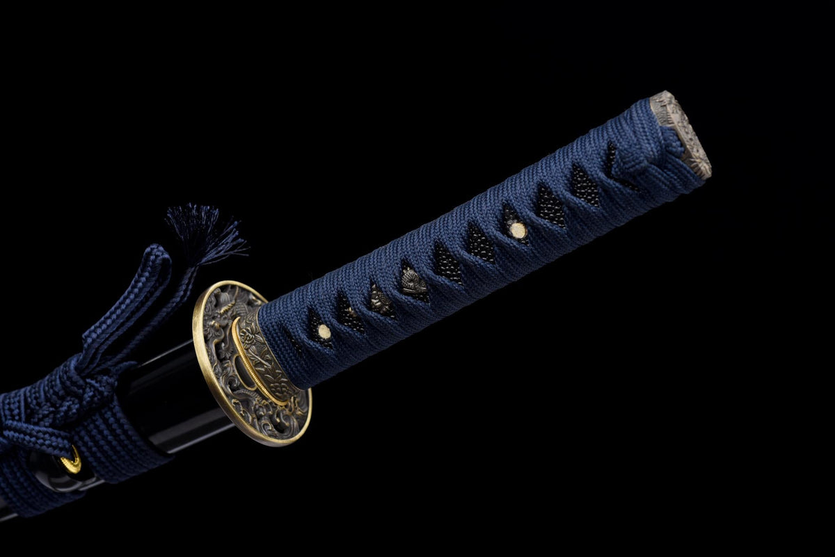 Ginryū Wakizashi 銀龍 – Damascus Steel, Silver Dragon Saya – view 15