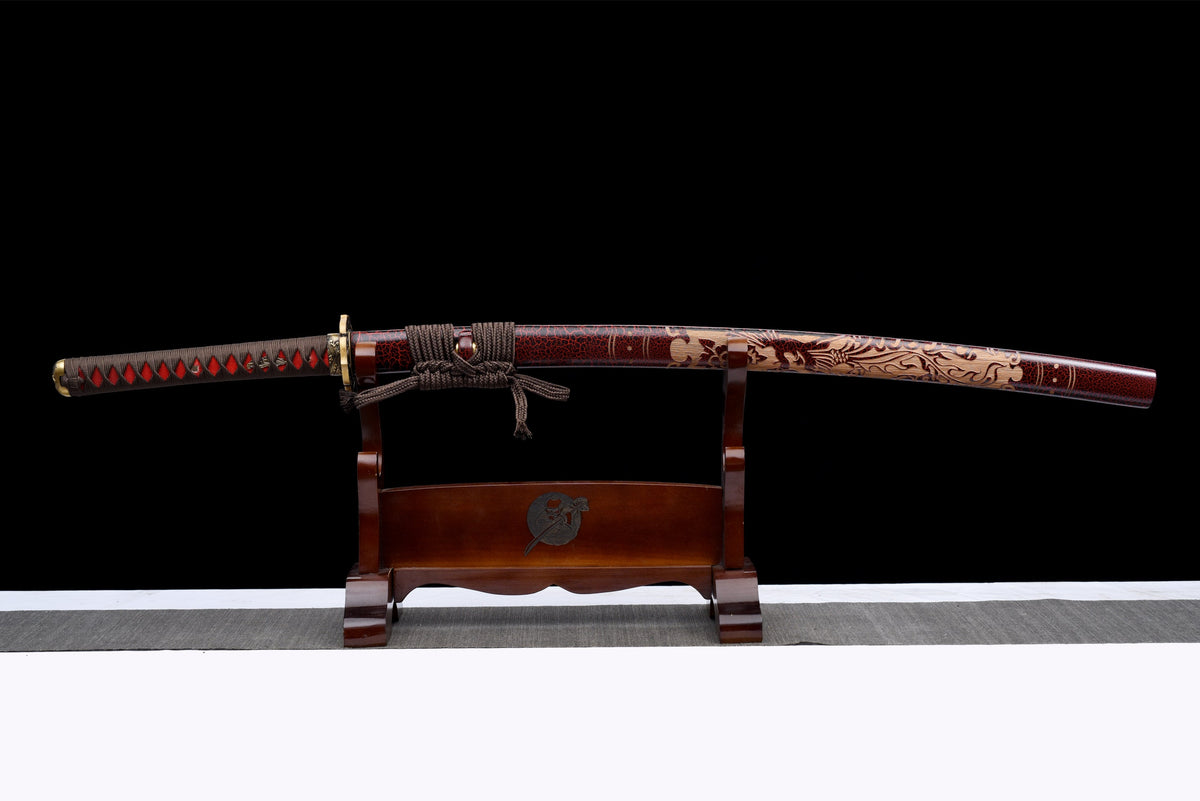 Kurenai Hana 紅花 Katana – Damascus Steel – view 2