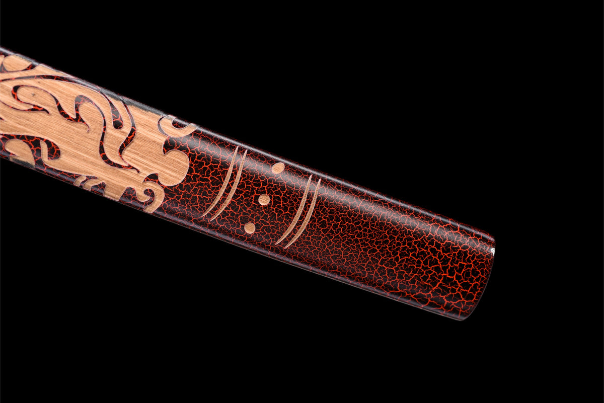 Kurenai Hana 紅花 Katana – Damascus Steel – view 12