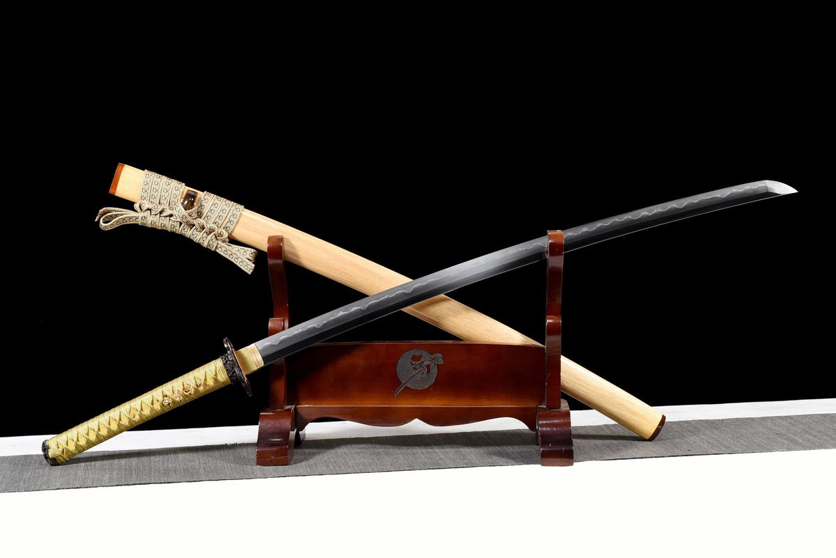 Kintsurugi 金鶴刀 Katana – San-Mai Damascus, Golden Crane – view 3