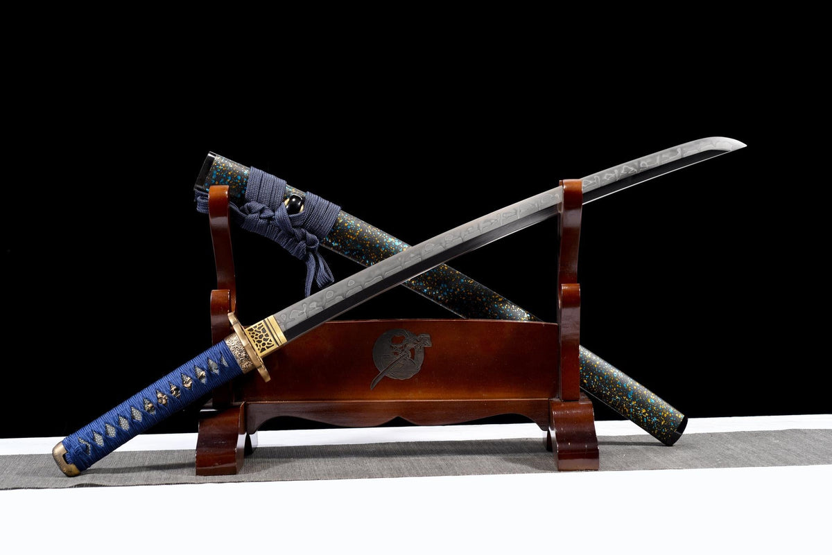 Seiryū Wakizashi 青龍 – T10 Steel, Dragon Fittings, Starry Saya – view 1
