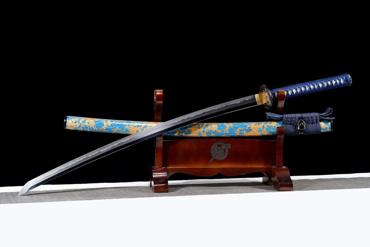 Ryu no Kiba 龍の牙 Katana – Fang of the Dragon, Blue & Gold Saya – view 4