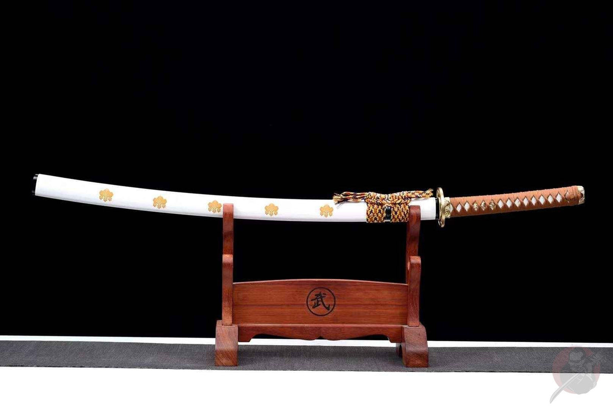 Heiwa 平和 Katana — Purple T10 Blade, White Floral Saya – view 2