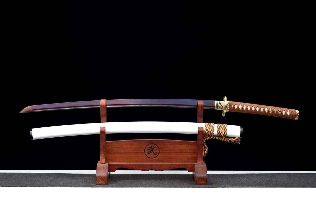 Heiwa 平和 Katana — Purple T10 Blade, White Floral Saya – view 3