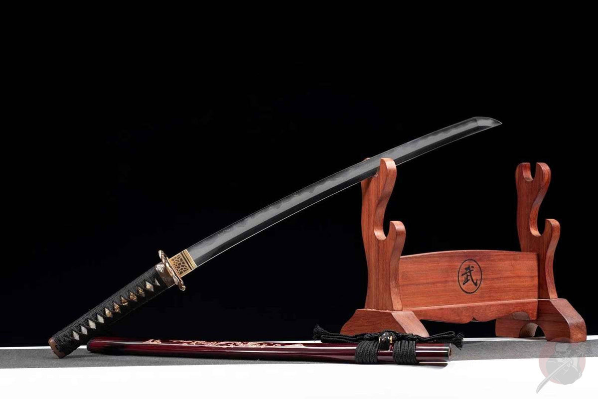 Ryujin 龍神 Short Katana – 52 cm Blade, T10 & Damascus Steel – view 2