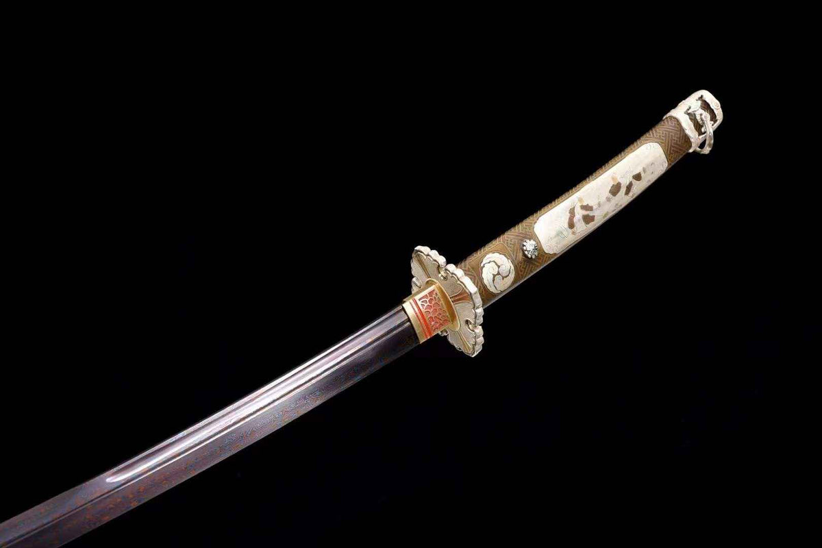 Hasunohana 蓮の花 Katana – Reddish Damascus Blade, Copper Saya – view 9