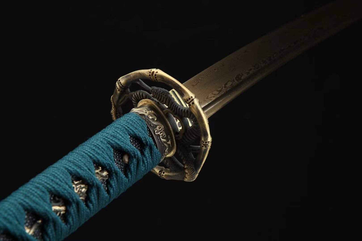 Katana Shizen 自然 – Gold Damascus Steel Blade – view 8