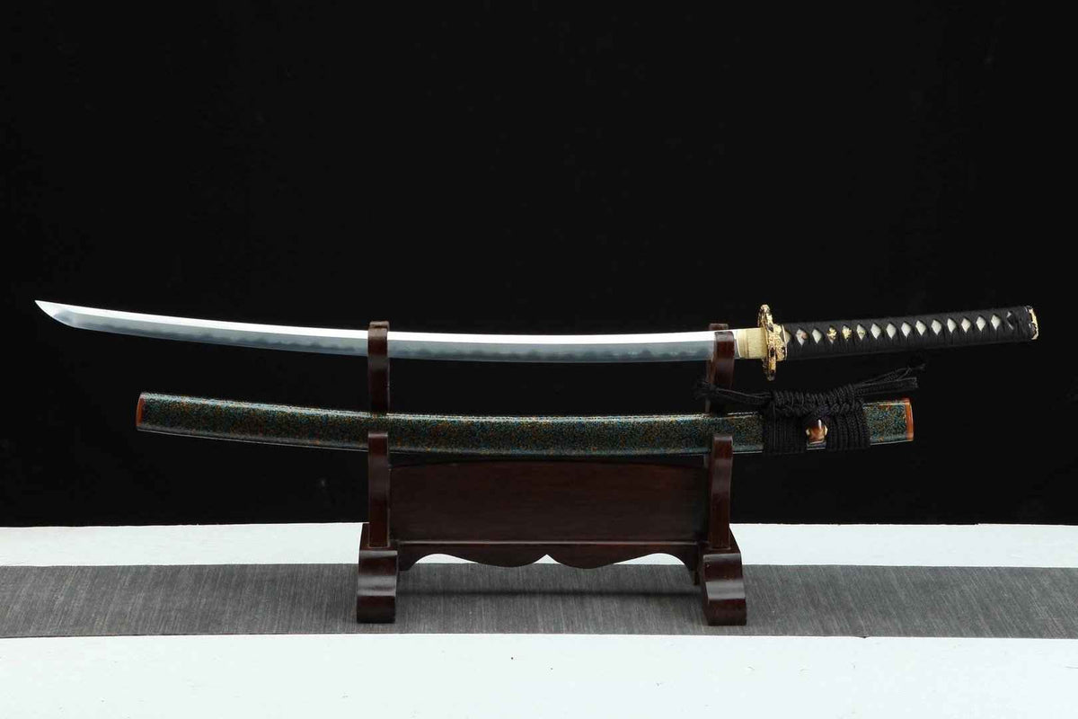 Sakana 魚 Katana, Damascus Steel, Iron-Brass Tsuba – view 1