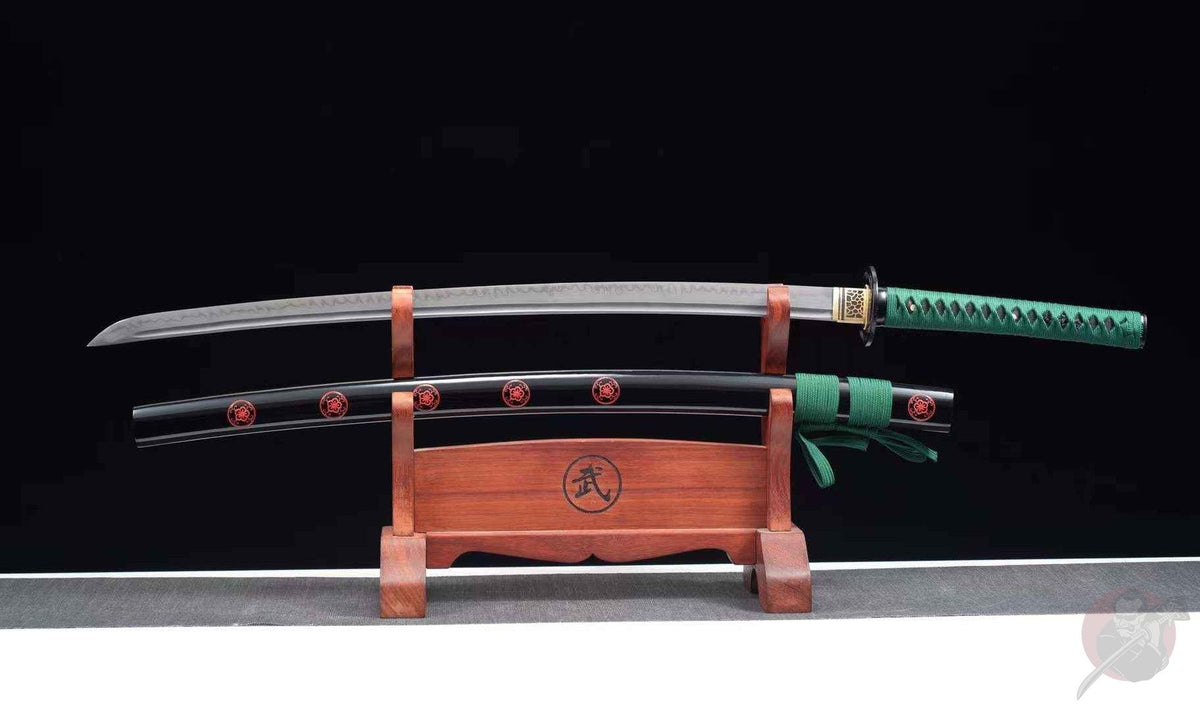 Nozomu 望む Katana — T10 Steel with Bo-hi, Floral Saya – view 10