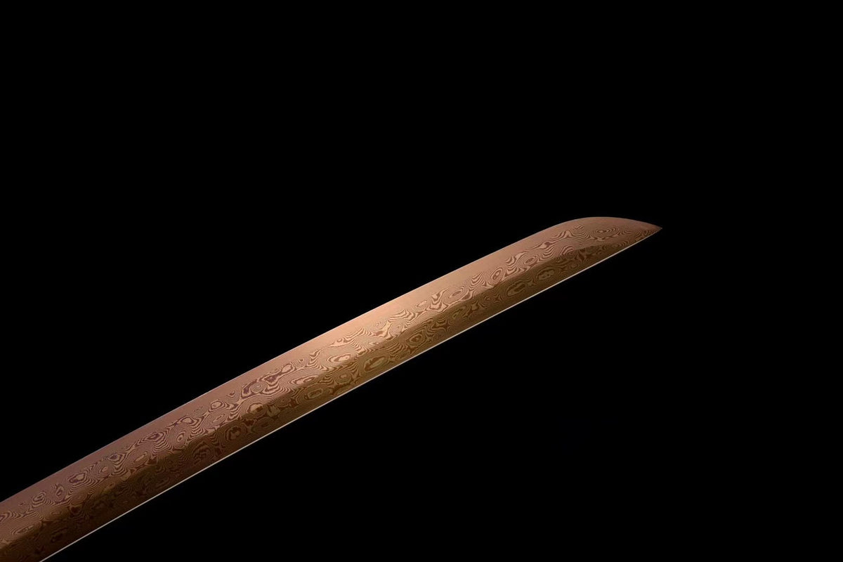 Gōrudo ゴールド Katana – Gold Damascus Steel, Brass Tsuba – view 7