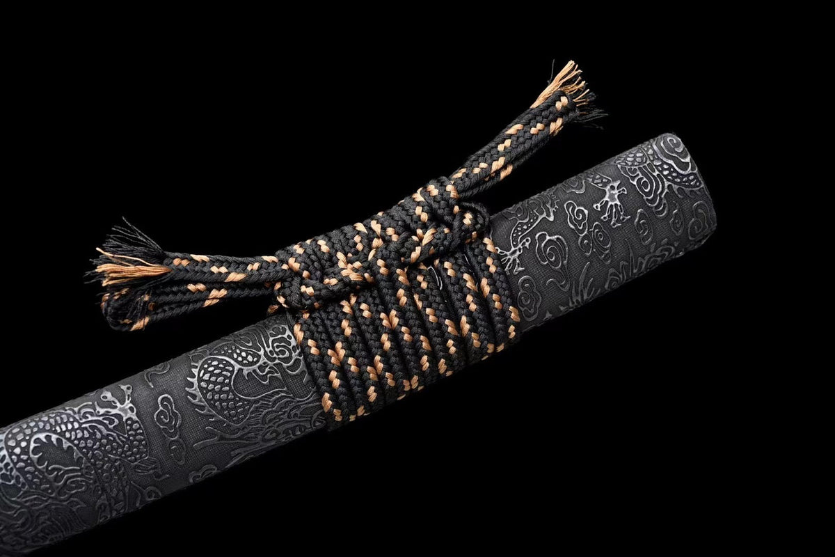 Ryu 竜 Wakizashi – Red Damascus Steel – view 8
