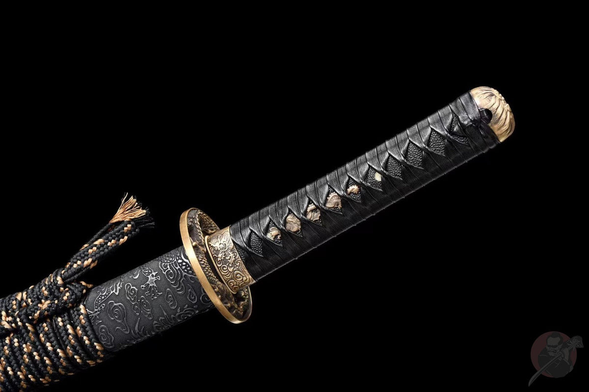 Ryu 竜 Wakizashi – Red Damascus Steel – view 9