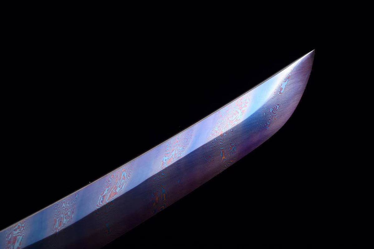 Ginga 銀河 Tanto – Blue-Tinted Damascus Steel – view 7