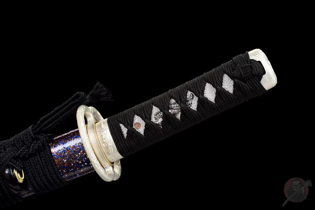Ginga 銀河 Tanto – Blue-Tinted Damascus Steel – view 10