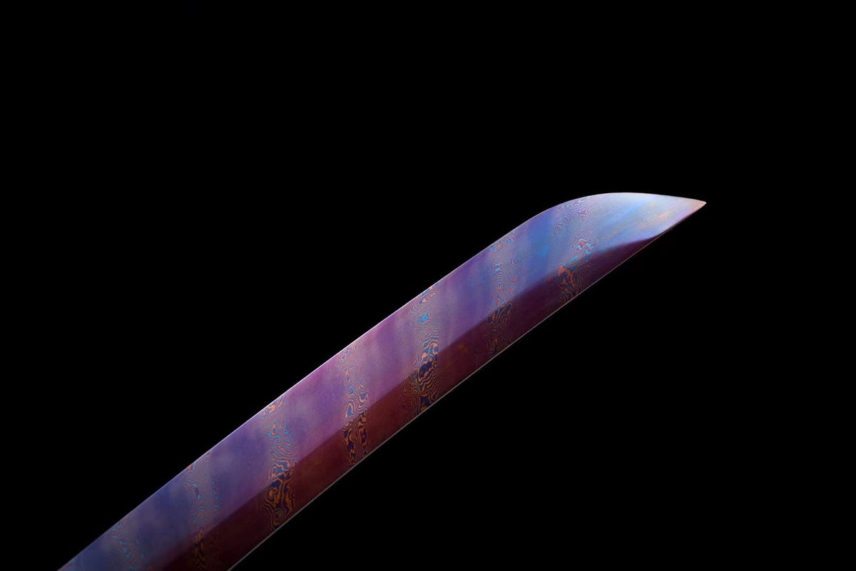 Tantō Sakura 桜 – Damascus Steel with Blue Reflections – view 7