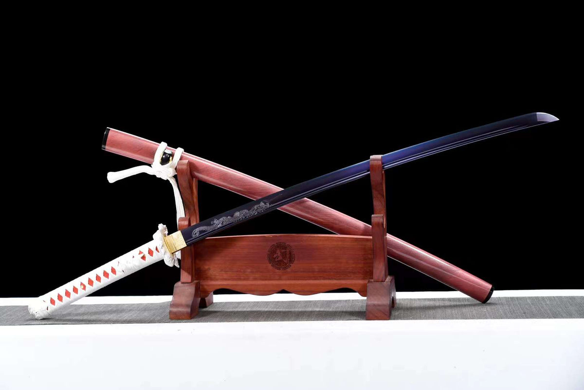 Purple Dragon Katana – 1060 Steel, Bo-hi, Red Saya – view 4