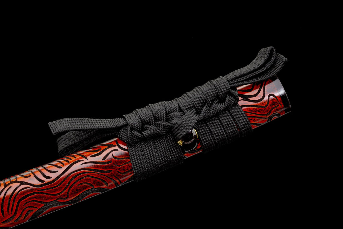 Akaryū 赤龍 Katana – T10 Steel, Red Dragon Saya, Full Tang – view 7