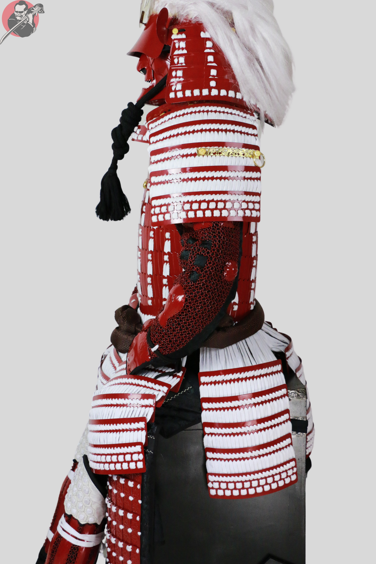Aka Samurai Armour – Red Metal Kabuto, Menpo and Do – view 7