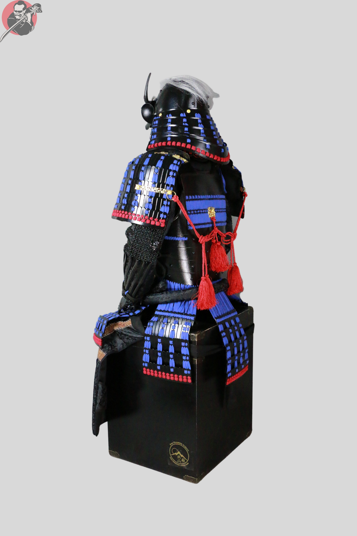Samurai Armour Uesugi Kenshin – Black, Blue & Gold, Display Stand – view 3
