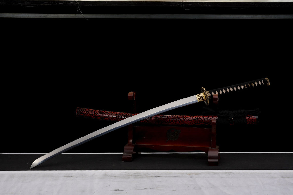 Akaryū 赤龍 Katana – T10 Steel, Red Dragon Saya, Full Tang – view 4