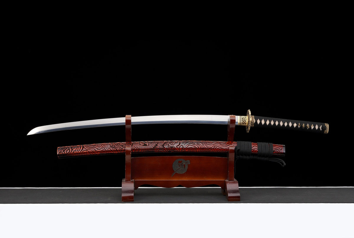 Akaryū 赤龍 Katana – T10 Steel, Red Dragon Saya, Full Tang – view 1