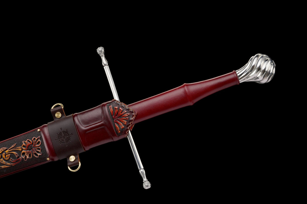 Crimson Lion Longsword — Damascus Steel, Crimson Scabbard – view 18