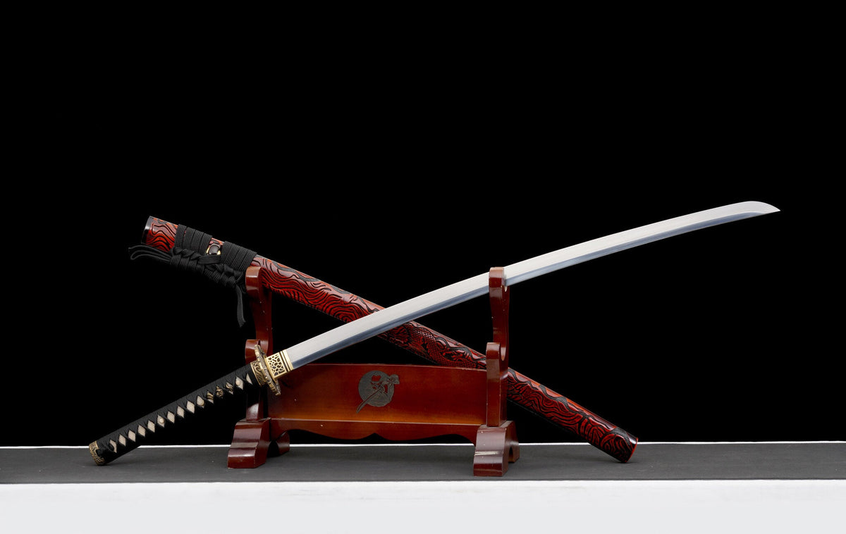 Akaryū 赤龍 Katana – T10 Steel, Red Dragon Saya, Full Tang – view 6