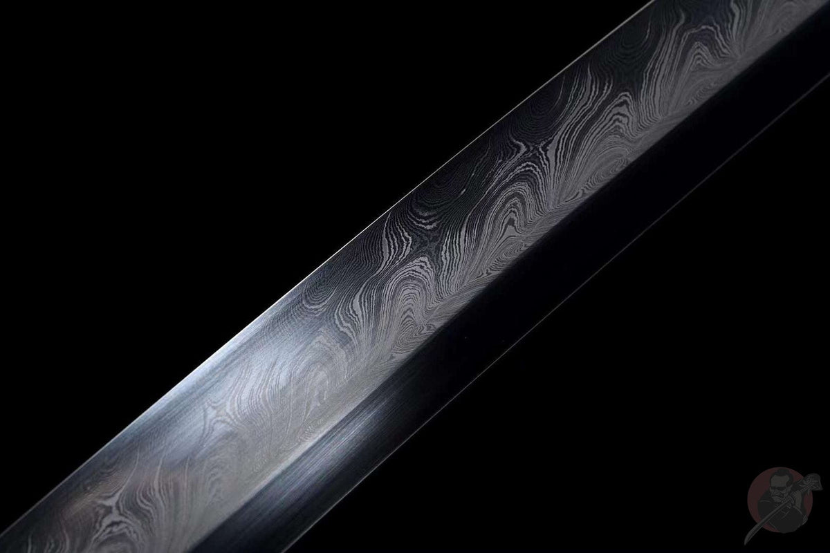 Katana Aki 秋 – T10 Steel, Layered Hamon, Ebony Saya – view 8