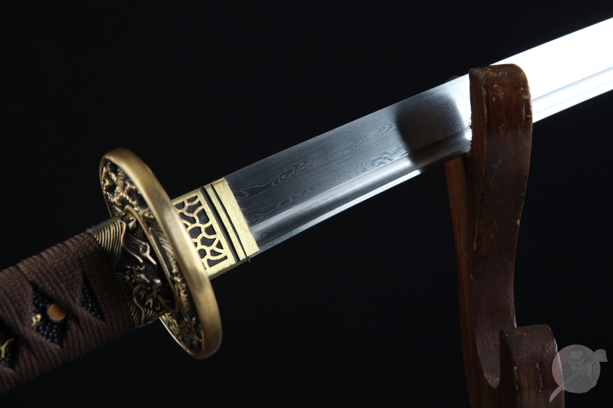 Katana Doragon ドラゴン – Damascus Steel, Dragon Tsuba – view 6