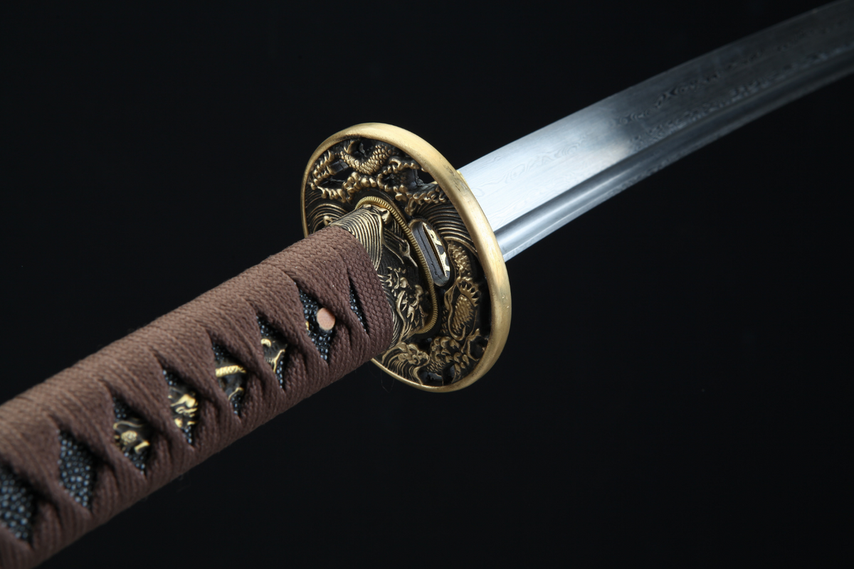 Katana Doragon ドラゴン – Damascus Steel, Dragon Tsuba – view 7