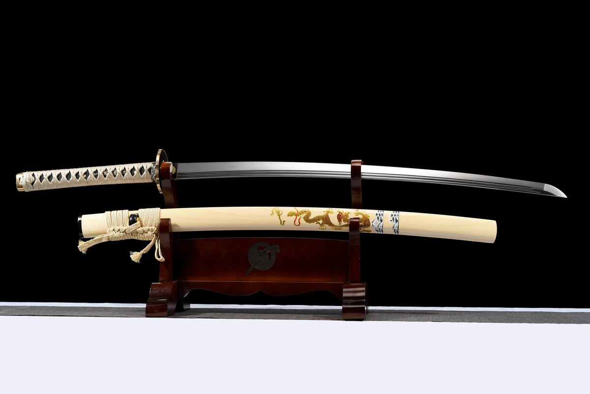 Kamon 家紋 Katana – Flexible Steel, Two Bo-hi, Dragon Saya – view 2