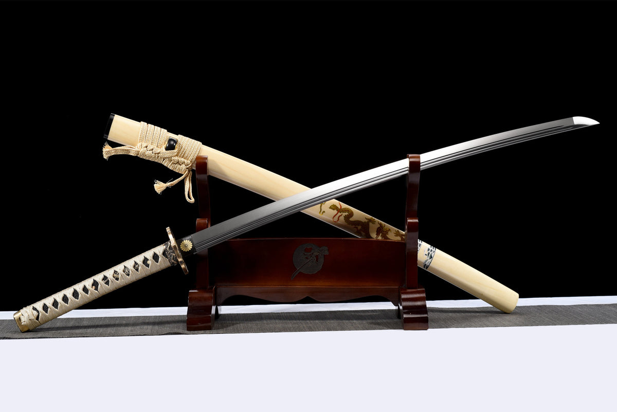 Kamon 家紋 Katana – Flexible Steel, Two Bo-hi, Dragon Saya – view 4