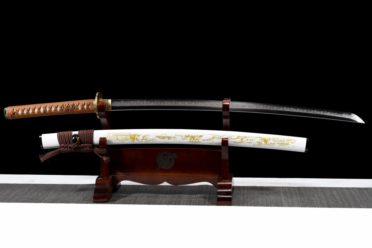Keishou 景勝 Katana – T10 Steel, Ebony Saya, Mirror Polish – view 1