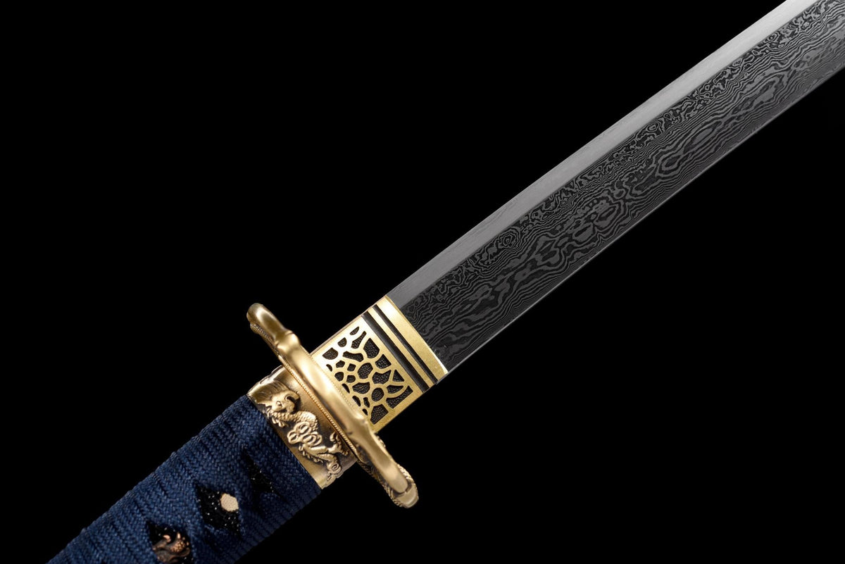 Midori no Yoru 緑の夜 Katana – Damascus Steel, Green-Black Saya – view 9
