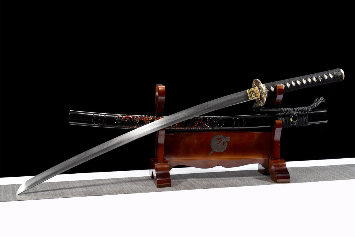 Katana Tatsu 竜 – Damascus Steel, Hand-painted Dragon Saya – view 6