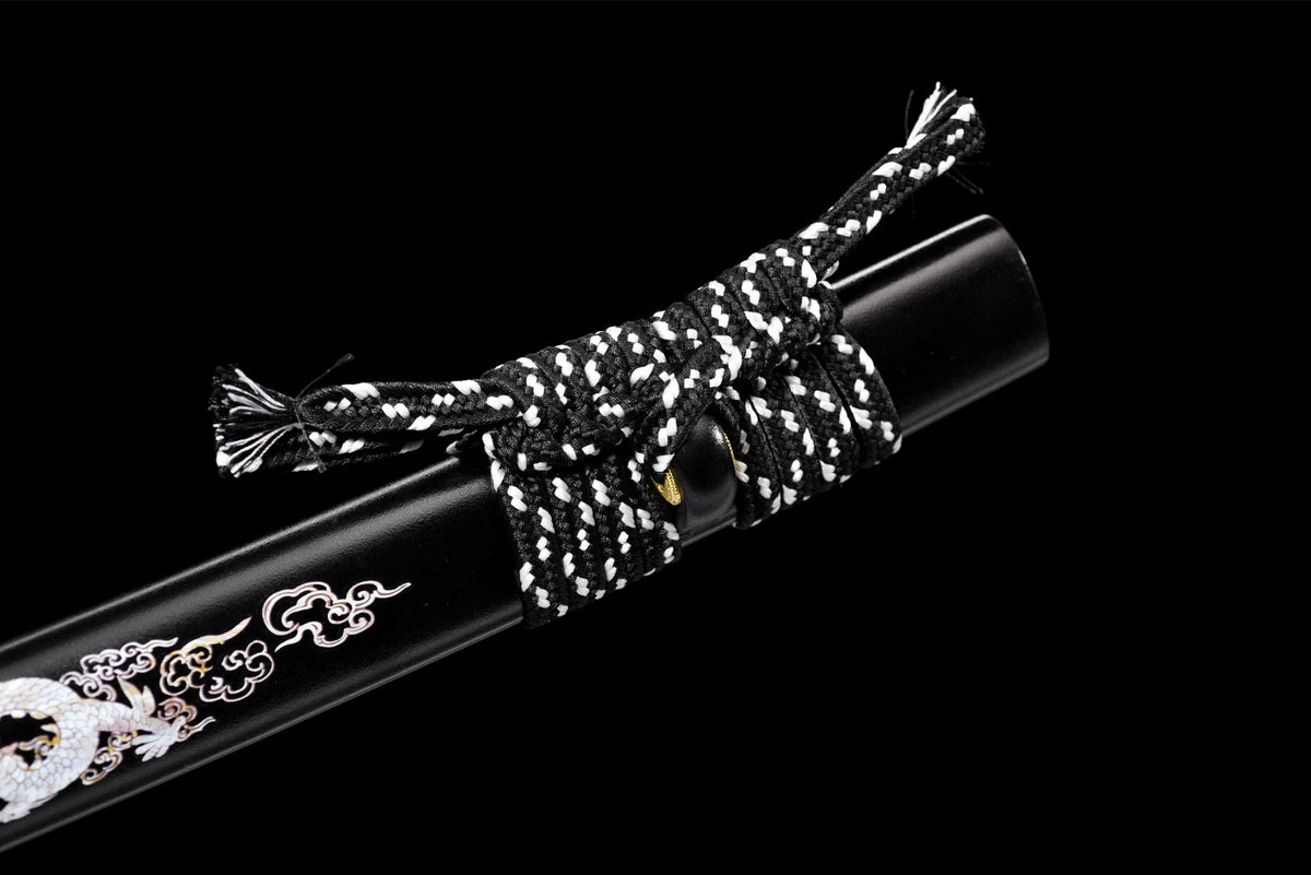 Ryū no Hōkō 竜の咆哮 Katana — T10 Steel, Silver Dragon Saya – view 13