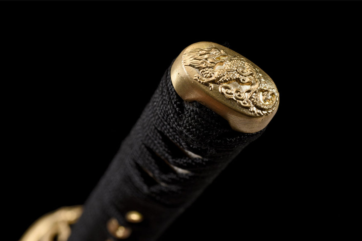Kinryu Katana 金竜 – Damascus Steel, Gold Dragon Saya – view 15