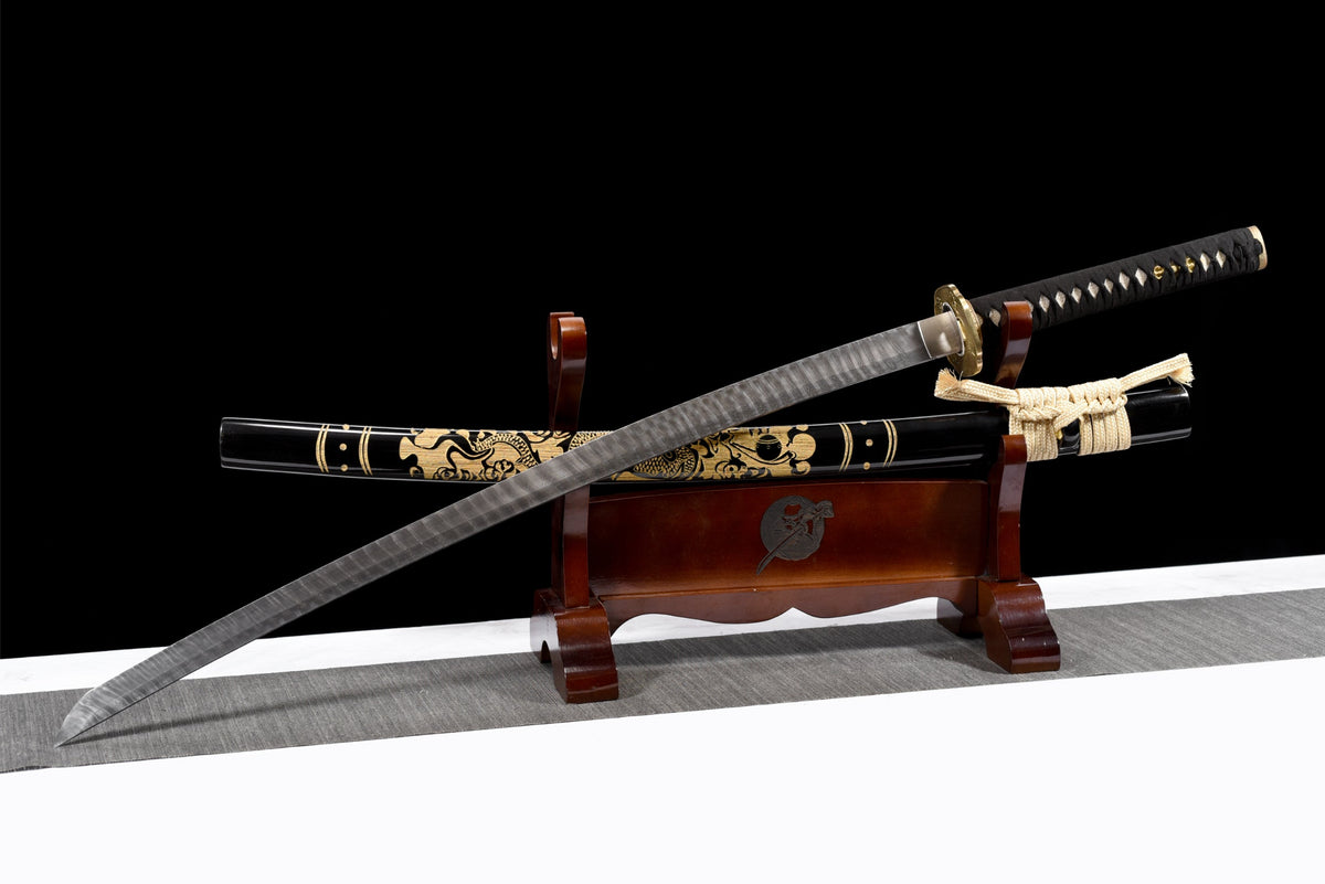 Kinryu Katana 金竜 – Damascus Steel, Gold Dragon Saya – view 2