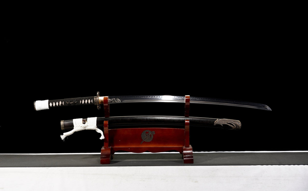 Shirokami 白狼 Katana – White Wolf Tsuba, T10 Steel – view 3