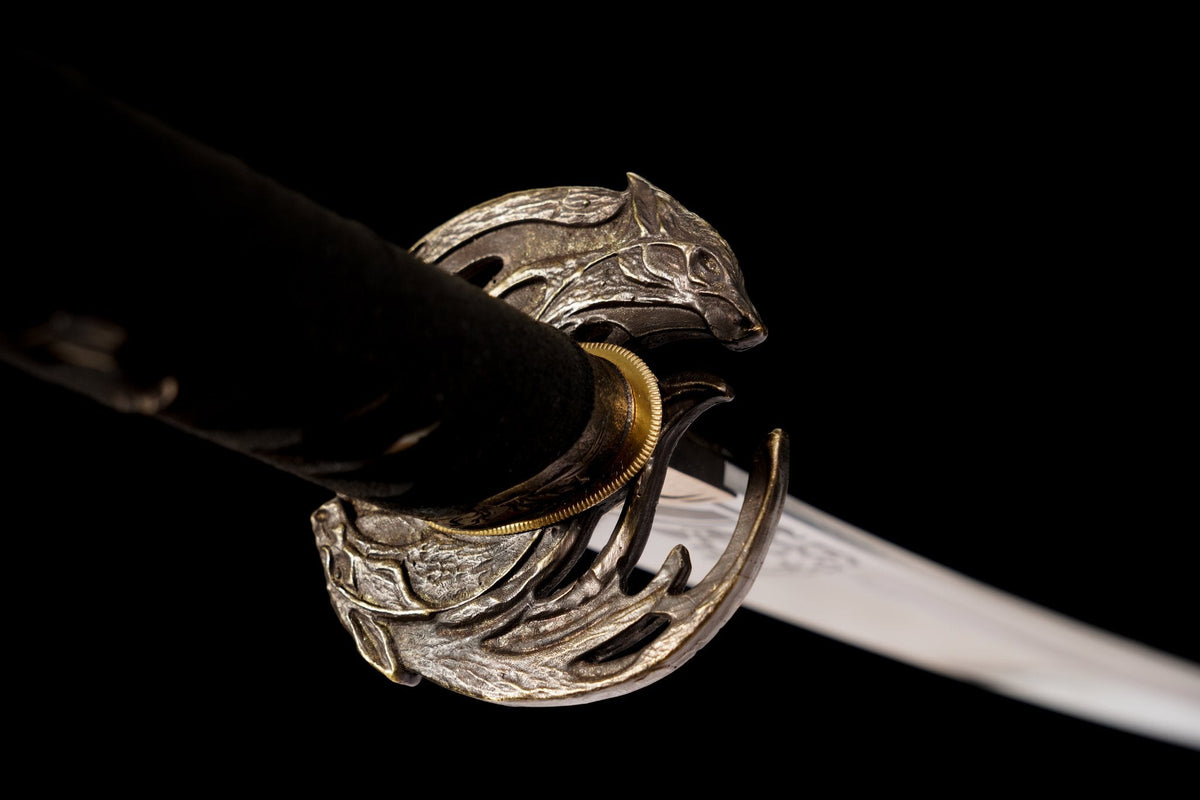 Shirokami 白狼 Katana – White Wolf Tsuba, T10 Steel – view 12