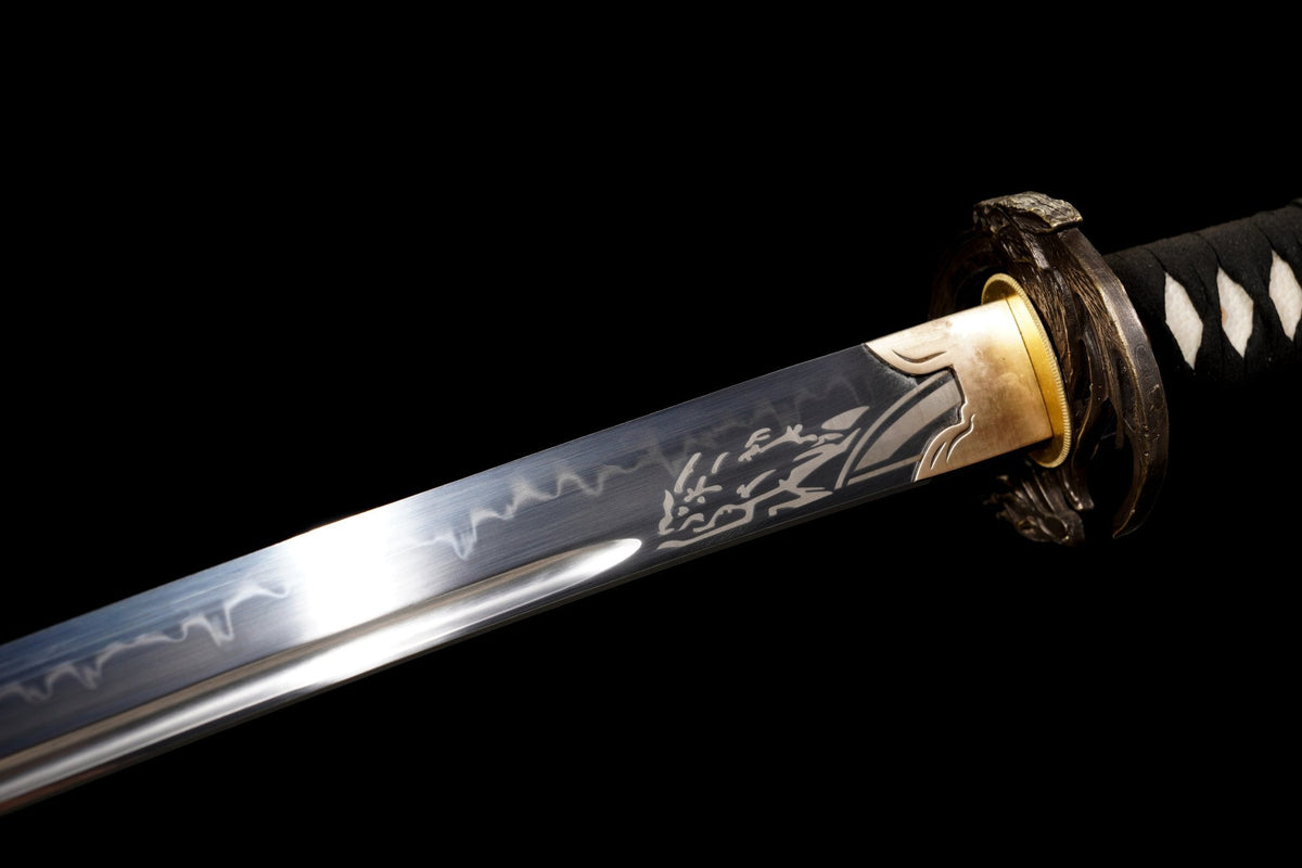 Shirokami 白狼 Katana – White Wolf Tsuba, T10 Steel – view 15