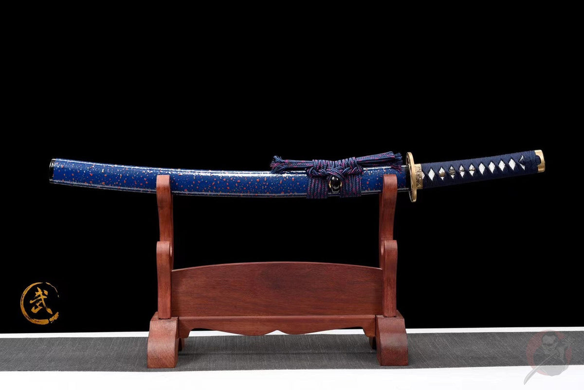 Wakizashi Akuma 悪魔 — T10 Steel with Bo-hi, Ebony Saya – view 2