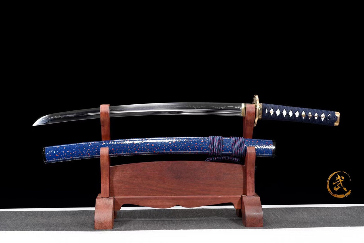 Wakizashi Akuma 悪魔 — T10 Steel with Bo-hi, Ebony Saya – view 3
