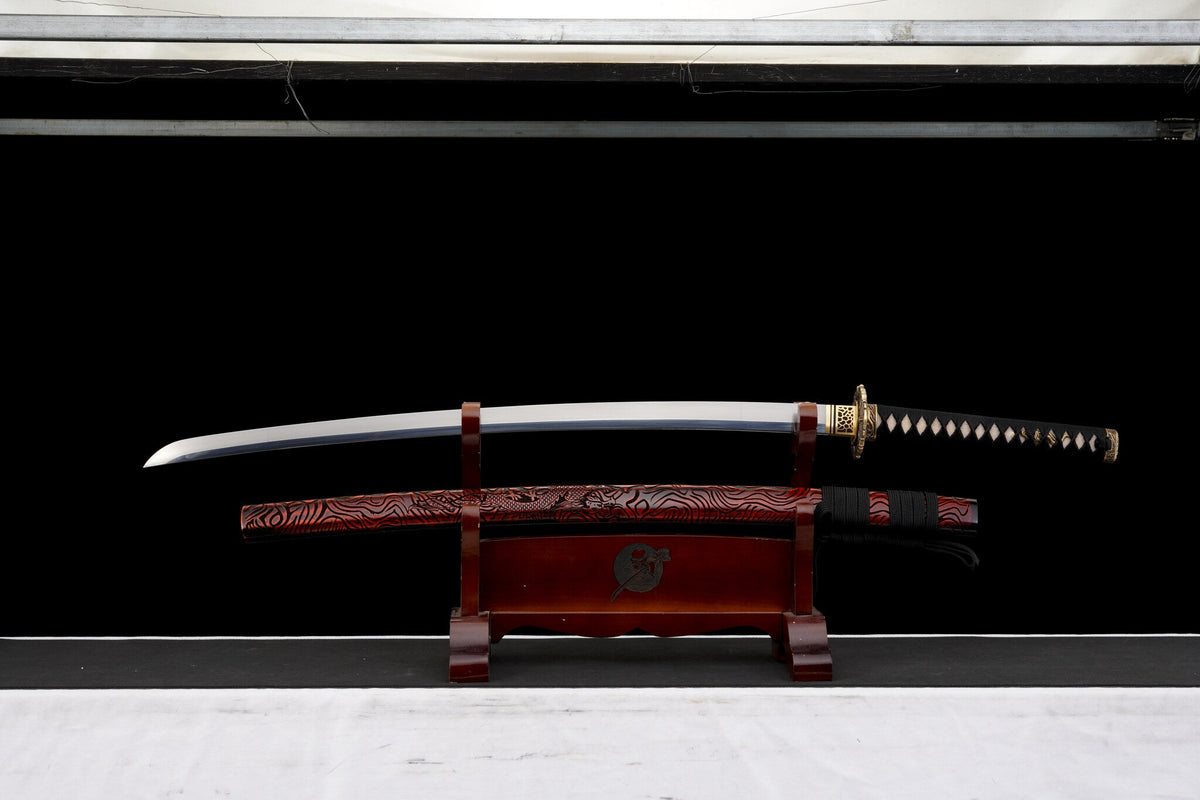 Akaryū 赤龍 Katana – T10 Steel, Red Dragon Saya, Full Tang – view 3