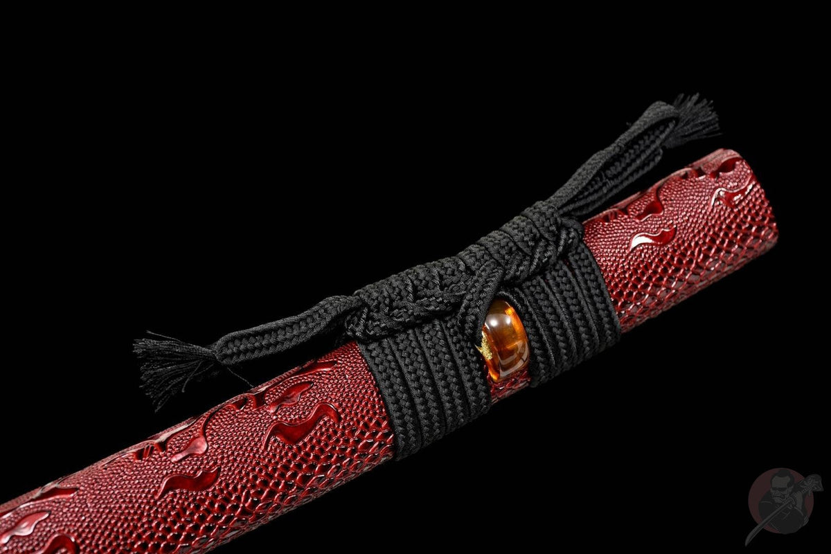 Eien Katana 永遠 – Red Damascus Steel with Bo-hi, Copper Tsuba – view 11
