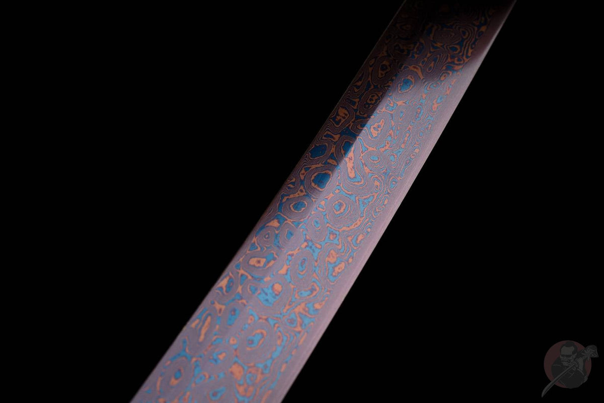Owari Katana 尾張国 – Purple Damascus Steel, Copper Tsuba – view 11